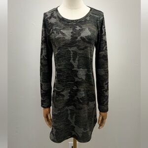 P.S. Kate Gray Camo Long Sleeve Tunic Dress Size S